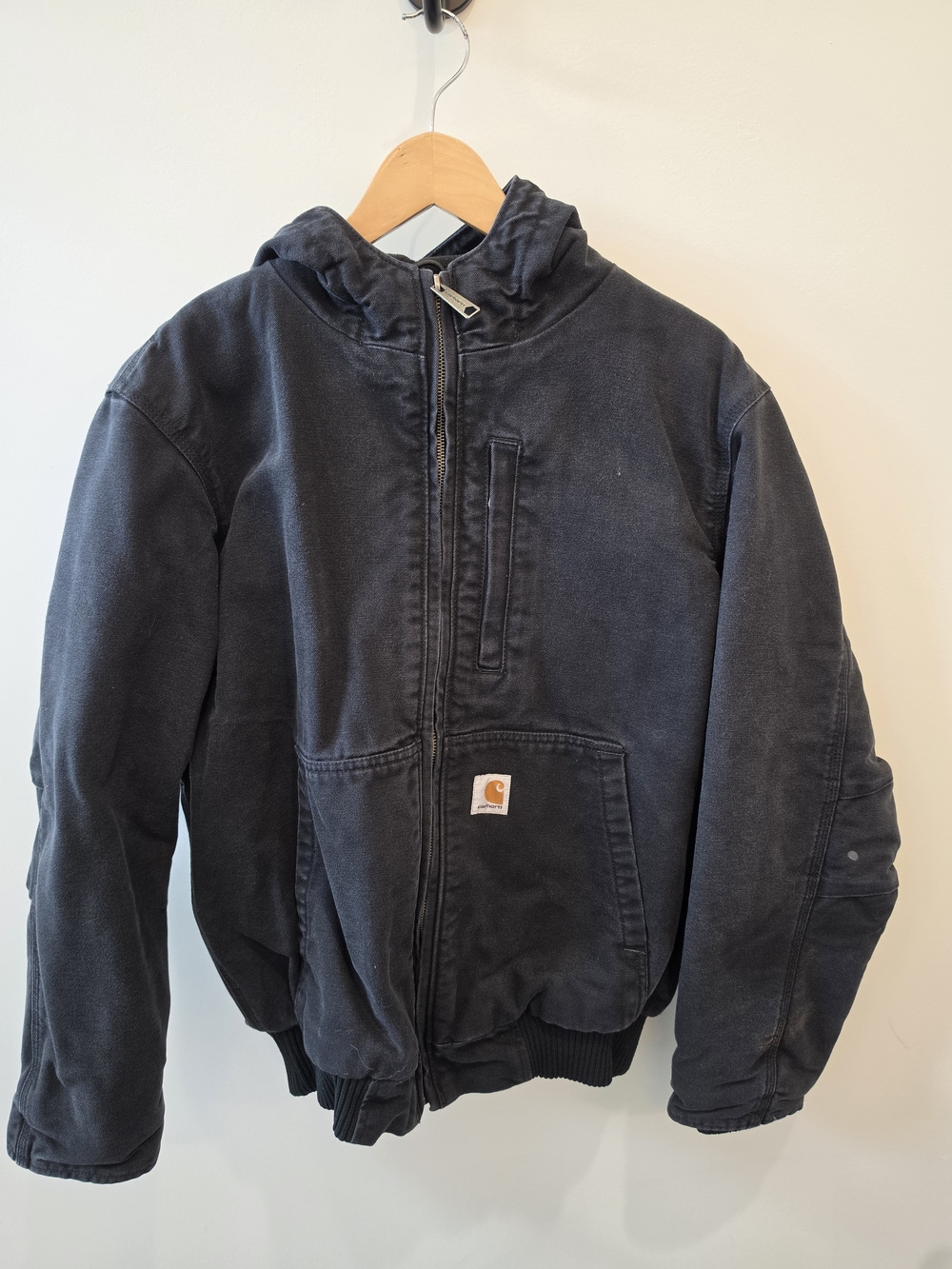 Carhartt Full Swing Hooded Duck Jacket Men's Medium Black Insulated Work Coat